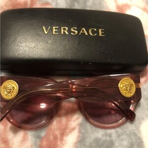 Versace Rose Sunglasses with Gold Medallions